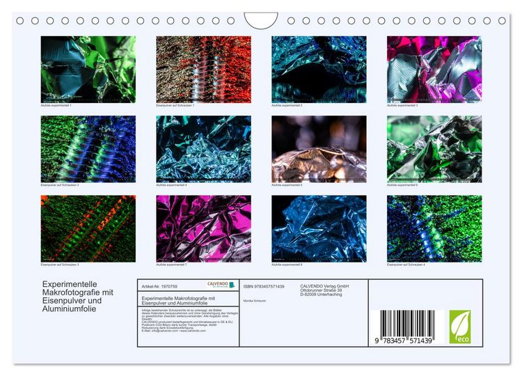 Produktbild: Experimentelle Makrofotografie mit Eisenpulver und Aluminiumfolie (Wandkalender 2026 DIN A4 quer), CALVENDO Monatskalender