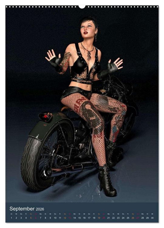 Produktbild: Tattooed Girls and Bikes (hochwertiger Premium Wandkalender 2026 DIN A2 hoch), Kunstdruck in Hochglanz
