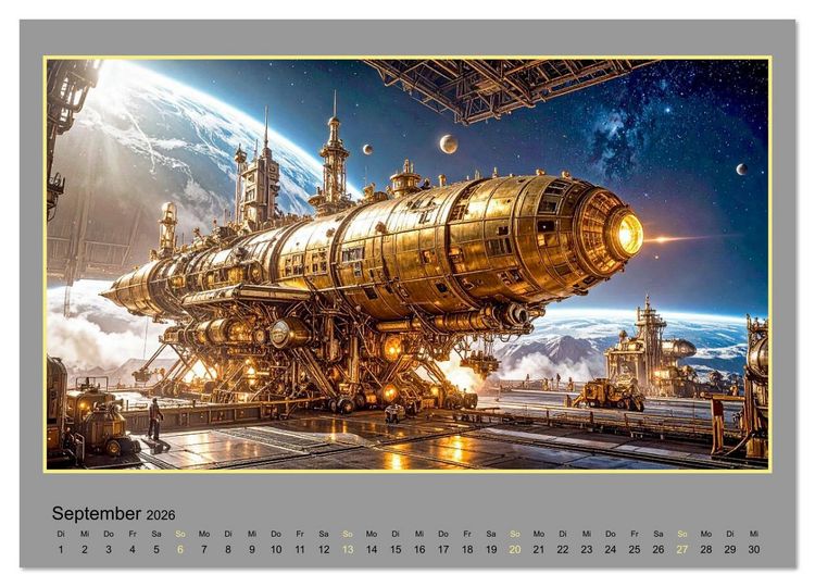 Produktbild: Steampunk-Raumfahrt (Wandkalender 2026 DIN A4 quer), CALVENDO Monatskalender