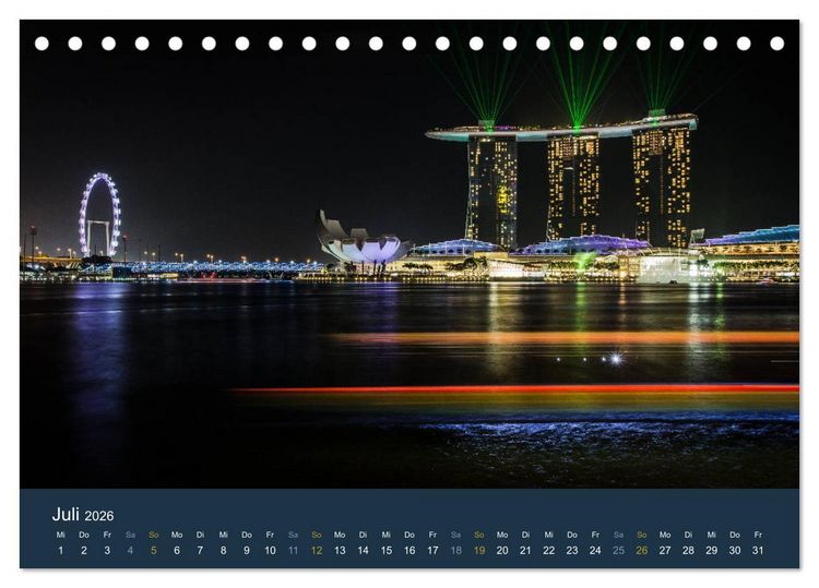 Produktbild: Singapur bei Nacht und Tag (Tischkalender 2026 DIN A5 quer), CALVENDO Monatskalender