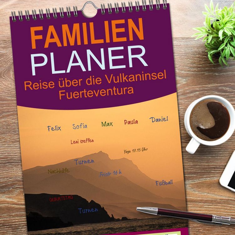 Produktbild: Familienplaner 2026 - Fuerteventura - Reise &uuml;ber die Vulkaninsel mit 5 Spalten (Wandkalender, 21 x 45 cm) CALVENDO