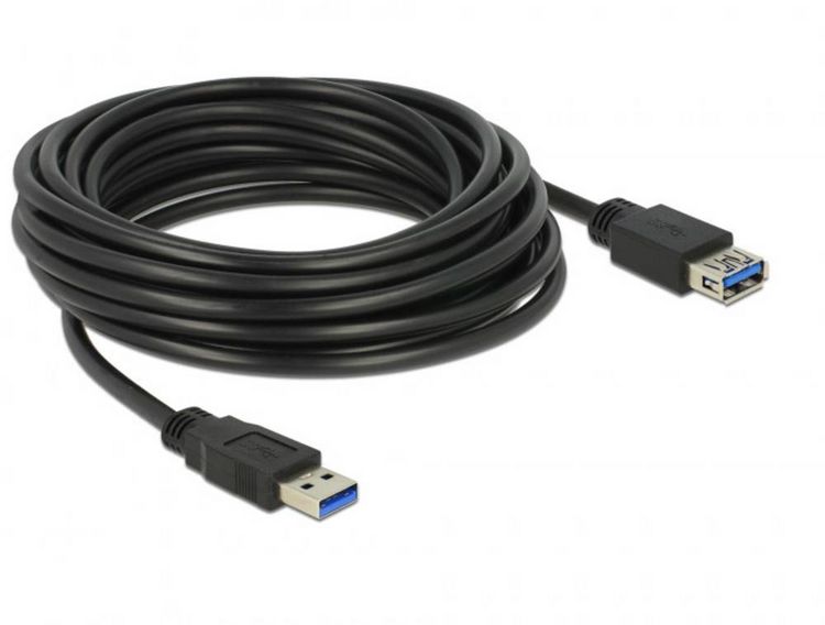 Produktbild: Delock USB-Kabel USB 3.2 Gen1 USB-A Stecker, USB-A Buchse 5.00 m Schwarz vergoldete Steckkontakte 85058