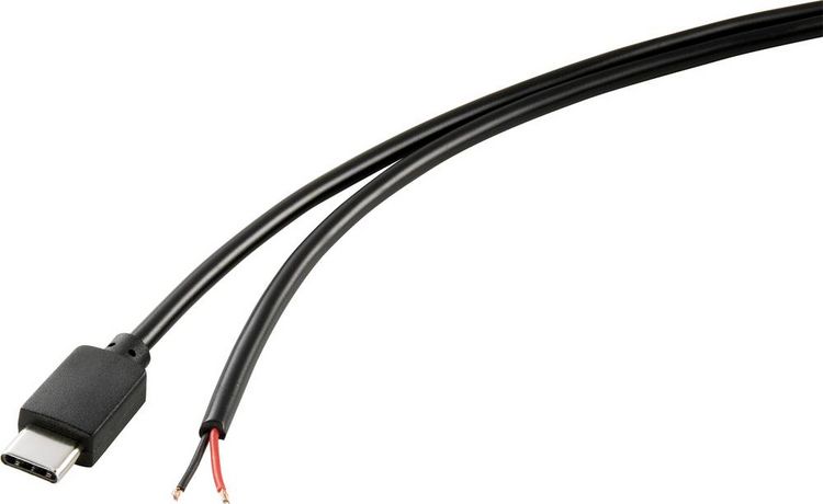 Produktbild: TRU COMPONENTS Strom-Kabel Raspberry Pi&reg; [1x USB-C&reg; Stecker - 1x offene Kabelenden] 1.00 m Schwarz