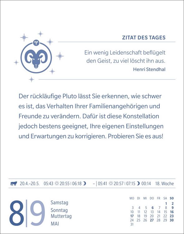 Produktbild: Widder Sternzeichenkalender 2027 - Tagesabrei&szlig;kalender - Ihr Horoskop f&uuml;r jeden Tag