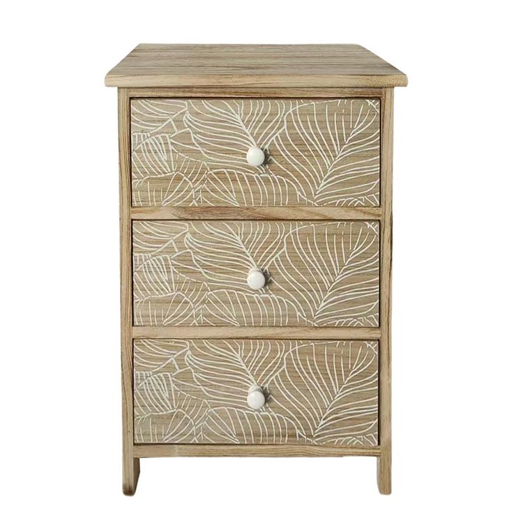 Produktbild: HTI-Living Kommode Melia 3 Schubladen Bl&auml;tter-Design Artisaneiche-Wei&szlig;