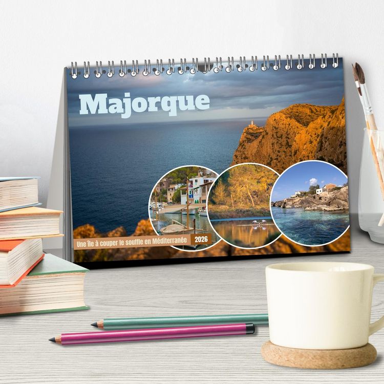 Produktbild: Majorque - Une &icirc;le &agrave; couper le souffle en M&eacute;diterran&eacute;e (Calendrier de bureau 2026 DIN A5 vertical), CALVENDO calendrier mensuel