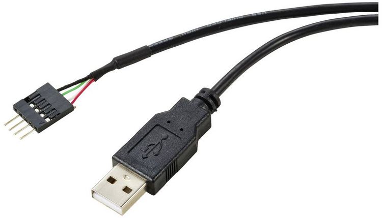 Produktbild: Renkforce USB-Kabel USB 2.0 Pfostenstecker 4pol., USB-A Stecker 0.40 m Schwarz Geflechtschirm RF-5719750