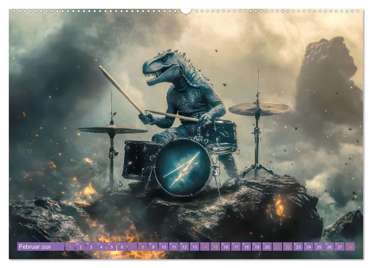 Produktbild: Dinos rocken ab (Wandkalender 2026 DIN A2 quer), CALVENDO Monatskalender