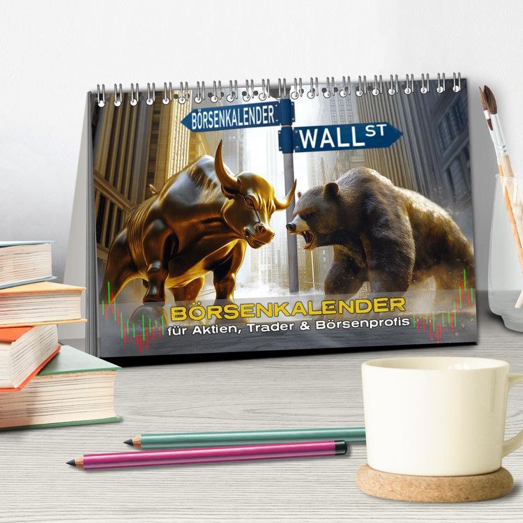 Produktbild: B&ouml;rsenkalender &ndash; der Kalender f&uuml;r Aktien, Trader und B&ouml;rsenprofis. (Tischkalender 2026 DIN A5 quer), CALVENDO Monatskalender