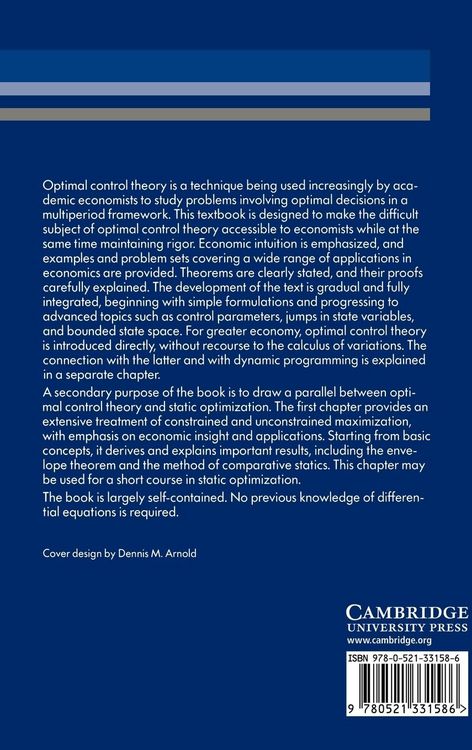 Produktbild: Optimal Control Theory and Static Optimization in Economics