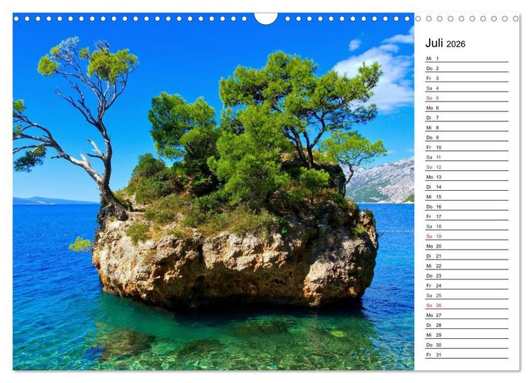 Produktbild: Makarska Riviera - Malerische Urlaubsorte in Dalmatien (Wandkalender 2026 DIN A3 quer), CALVENDO Monatskalender