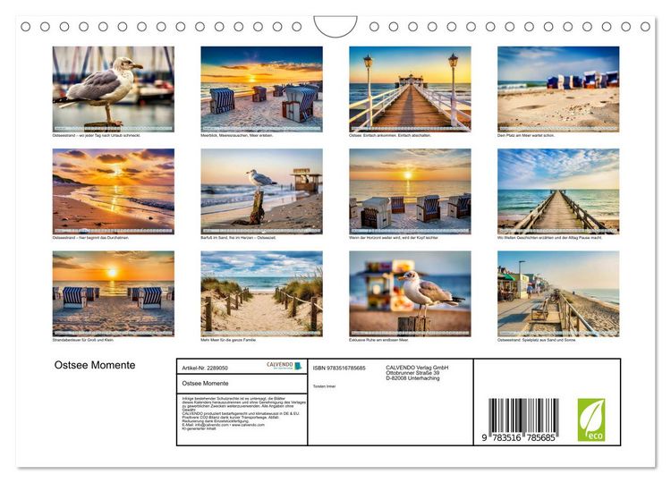 Produktbild: Ostsee Momente (Wandkalender 2027 DIN A4 quer), CALVENDO Monatskalender