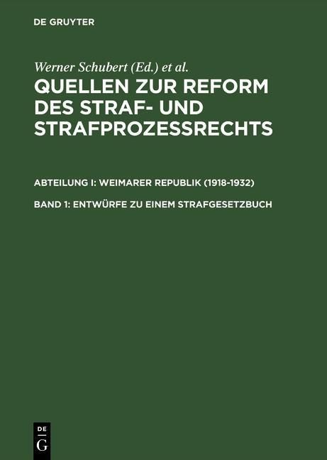 Produktbild: Entw&uuml;rfe zu einem Strafgesetzbuch