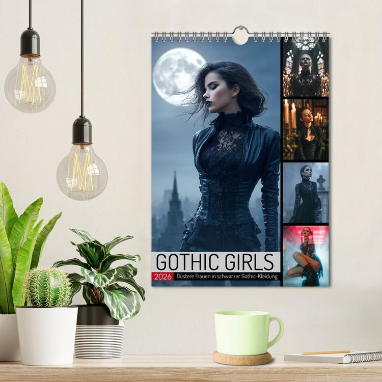 Produktbild: Gothic Girls - d&uuml;stere Frauen in schwarzer Gothic-Kleidung (Wandkalender 2026 DIN A4 hoch), CALVENDO Monatskalender