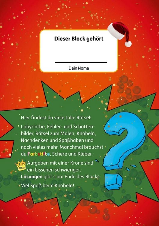 Produktbild: Weihnachtsr&auml;tsel &ndash; R&auml;tselblock ab 6 Jahre