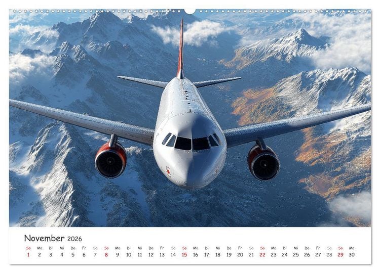 Produktbild: Flugzeugkalender - Die sch&ouml;nsten Passagiermaschinen (hochwertiger Premium Wandkalender 2026 DIN A2 quer), Kunstdruck in Hochglanz