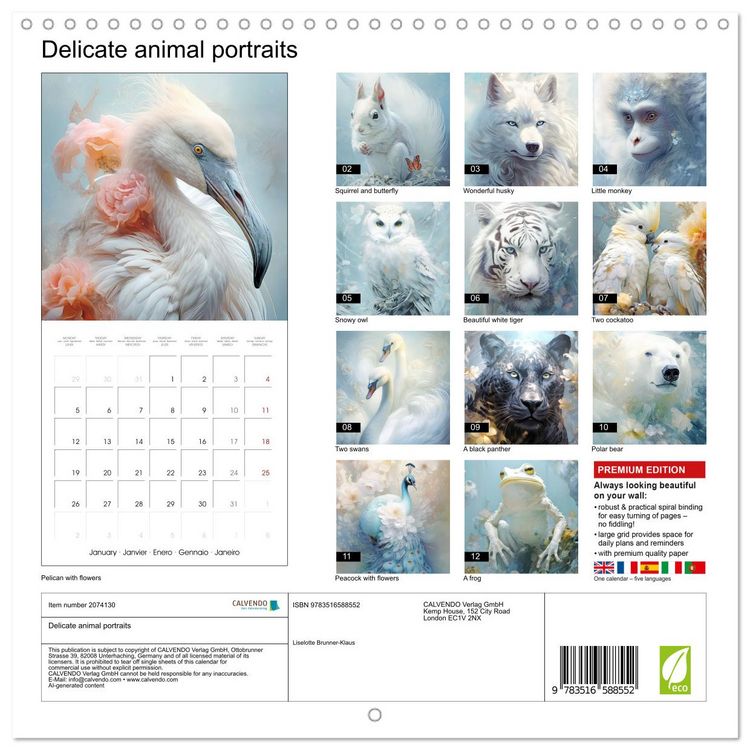 Produktbild: Delicate animal portraits (Wall Calendar 2026 12 &times; 12 Inch) CALVENDO 12 Month Wall Calendar