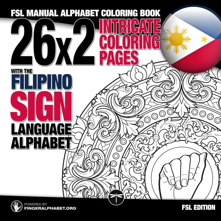 Produktbild: 26x2 Intricate Coloring Pages with the Filipino Sign Language Alphabet
