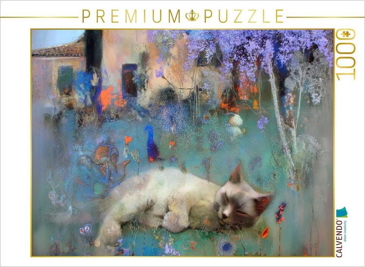 Produktbild: CALVENDO Puzzle Schlummernde Katze im Garten | 1000 Teile Lege-Gr&ouml;&szlig;e 64x48cm Foto-Puzzle f&uuml;r gl&uuml;ckliche Stunden