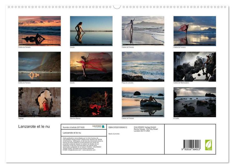 Produktbild: Lanzarote et le nu (Calendrier mural 2026 DIN A2 vertical) calendrier de bureau