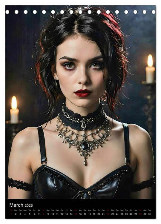 Produktbild: AI Gothic world - Mystical beauties of the night (Desk Calendar 2026 DIN A5 portrait), CALVENDO 12 Month DeskCalendar