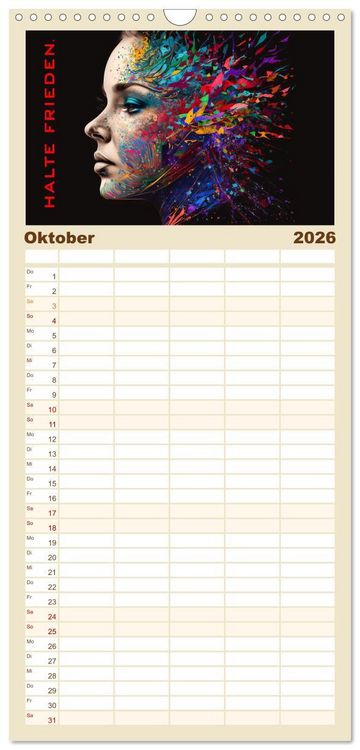 Produktbild: Familienplaner 2026 - Inneres Gleichgewicht mit 5 Spalten (Wandkalender, 21 x 45 cm) CALVENDO