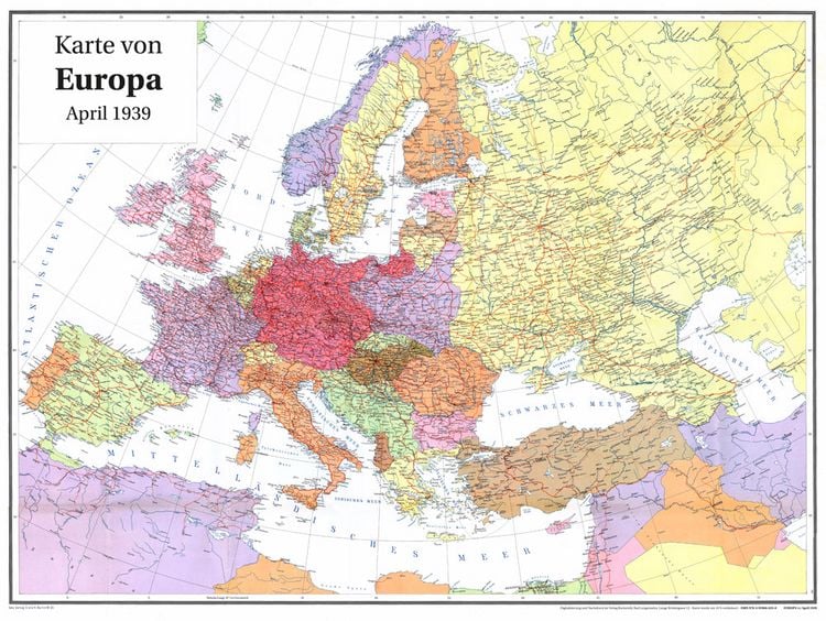 Produktbild: Historische Karte: EUROPA im April 1939 (gerollt)