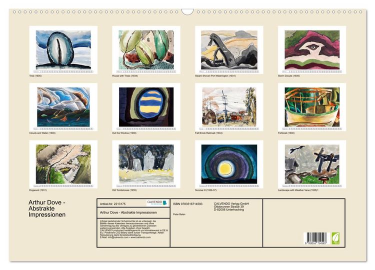 Produktbild: Arthur Dove - Abstrakte Impressionen (Wandkalender 2026 DIN A2 quer), CALVENDO Monatskalender