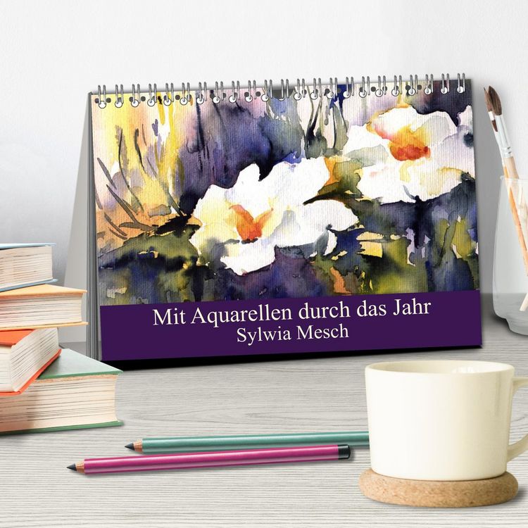 Produktbild: Mit Aquarellen durch das Jahr (Tischkalender 2026 DIN A5 quer), CALVENDO Monatskalender