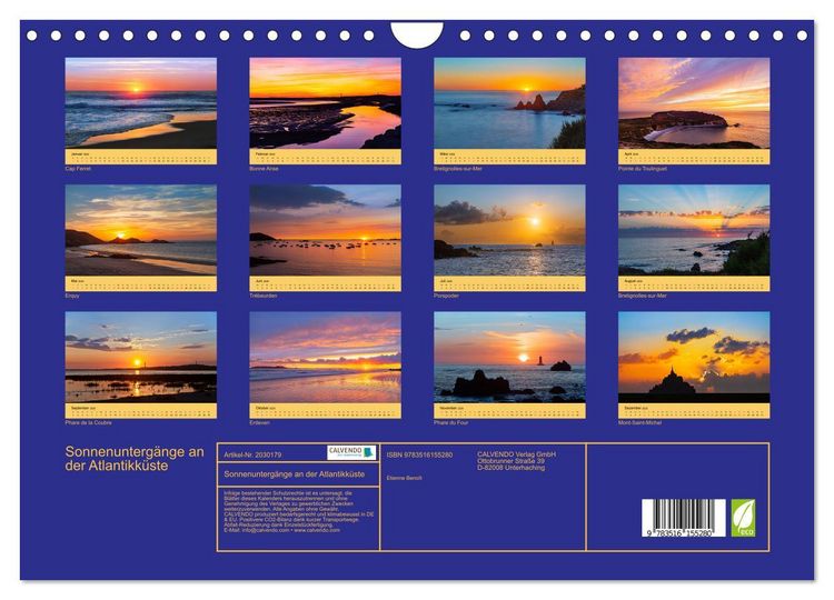 Produktbild: Sonnenunterg&auml;nge an der Atlantikk&uuml;ste (Wandkalender 2026 DIN A4 quer), CALVENDO Monatskalender