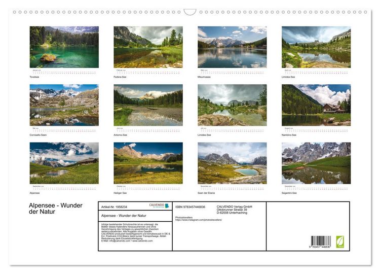 Produktbild: Alpensee - Wunder der Natur (Wandkalender 2026 DIN A2 quer), CALVENDO Monatskalender