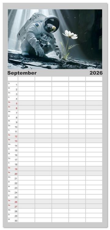 Produktbild: Familienplaner 2026 - Zwischen Sternenstaub und Stille mit 5 Spalten (Wandkalender, 21 x 45 cm) CALVENDO
