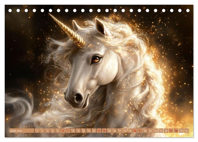 Produktbild: Zwischen Glitzer und Fantasie-Einh&ouml;rner durchs Jahr (Tischkalender 2026 DIN A5 quer), CALVENDO Monatskalender