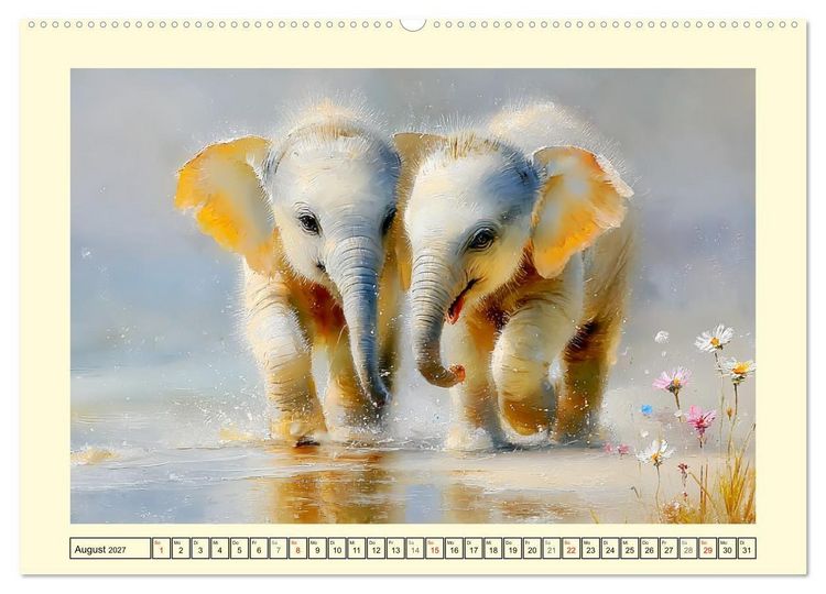 Produktbild: Sommertr&auml;ume. Elefantenkinder am Meer (Wandkalender 2027 DIN A2 quer), CALVENDO Monatskalender