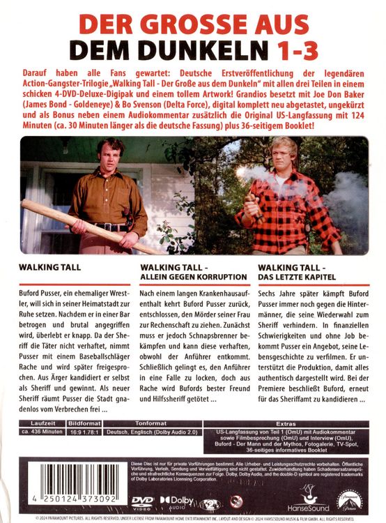Produktbild: Walking Tall 1-3 Trilogie - Limited Edition (+ Bonus-DVD) [3 DVDs]