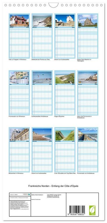 Produktbild: Familienplaner 2026 - Frankreichs Norden - Entlang der C&ocirc;te d'Opale mit 5 Spalten (Wandkalender, 21 x 45 cm) CALVENDO