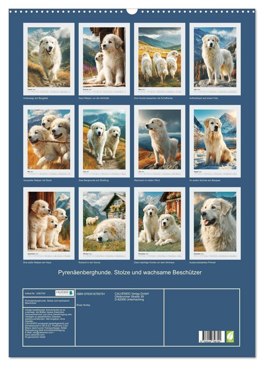 Produktbild: Pyren&auml;enberghunde. Stolze und wachsame Besch&uuml;tzer (Wandkalender 2027 DIN A2 hoch), CALVENDO Monatskalender