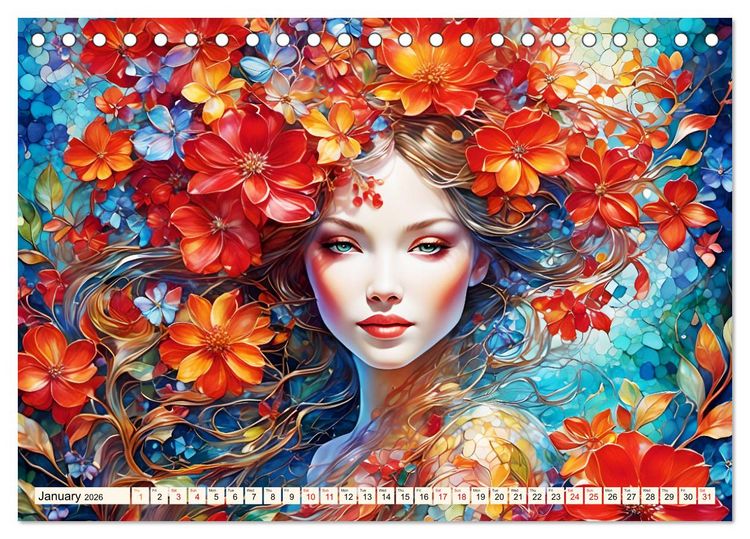 Produktbild: Ladies in a sea of flowers (Desk Calendar 2026 DIN A5 landscape), CALVENDO 12 Month DeskCalendar