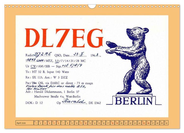 Produktbild: Amateurfunk in West-Berlin (Wandkalender 2026 DIN A3 quer), CALVENDO Monatskalender