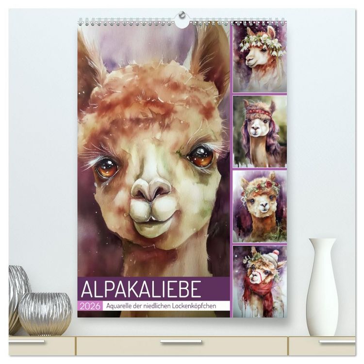 Produktbild: Alpakaliebe (hochwertiger Premium Wandkalender 2026 DIN A2 hoch), Kunstdruck in Hochglanz