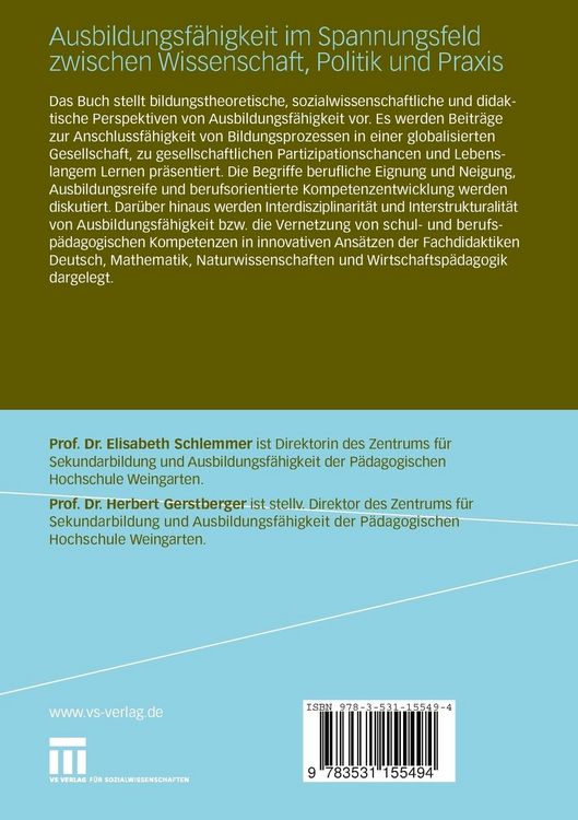 Produktbild: Ausbildungsf&auml;higkeit im Spannungsfeld zwischen Wissenschaft, Politik und Praxis