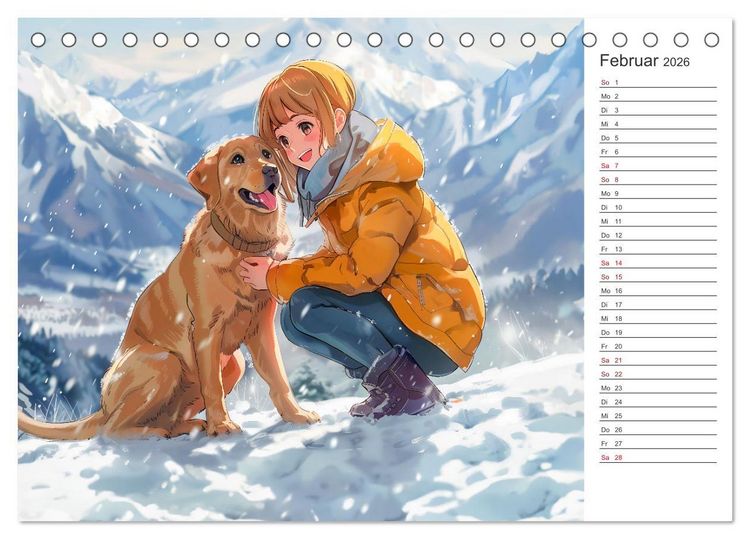 Produktbild: Anime-Freunde - Terminplaner mit niedlichen Tierfreundschaften (Tischkalender 2026 DIN A5 quer), CALVENDO Monatskalender