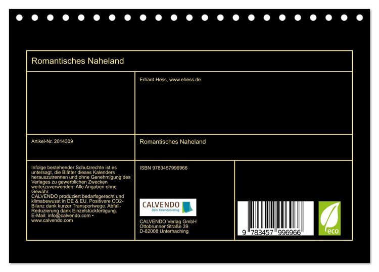 Produktbild: Romantisches Naheland (Tischkalender 2026 DIN A5 quer), CALVENDO Monatskalender