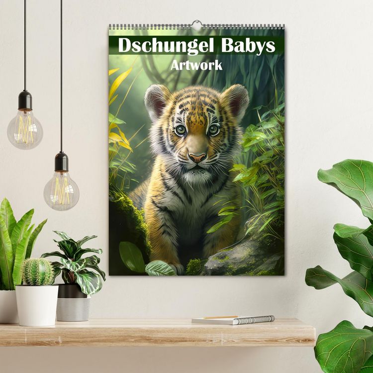 Produktbild: Dschungelbabys - Artwork (Wandkalender 2026 DIN A2 hoch), CALVENDO Monatskalender