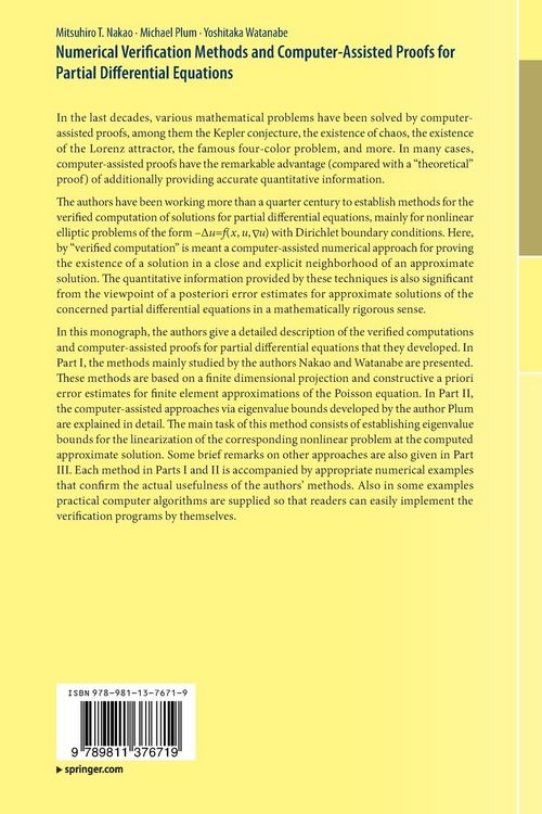 Produktbild: Numerical Verification Methods and Computer-Assisted Proofs for Partial Differential Equations