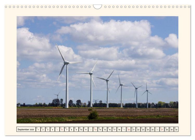 Produktbild: Windkraft in der Landschaft Ostfrieslands (Wandkalender 2026 DIN A3 quer), CALVENDO Monatskalender