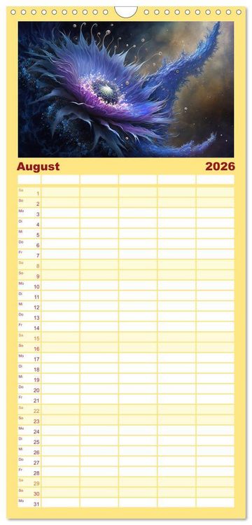 Produktbild: Familienplaner 2026 - Kosmische Bl&uuml;ten mit 5 Spalten (Wandkalender, 21 x 45 cm) CALVENDO