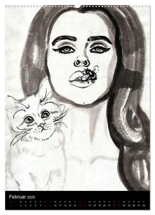 Produktbild: Kesse Mietzen - Burlesque cats II - mit flotten Linien gezeichnete Pin-up Katzen (Wandkalender 2025 DIN A2 hoch), CALVENDO Monatskalender