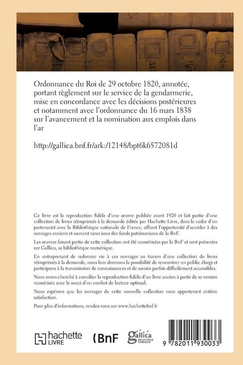 Produktbild: Ordonnance Du Roi de 29 Octobre 1820, Annot&eacute;e, Portant R&egrave;glement Sur Le Service de la Gendarmerie