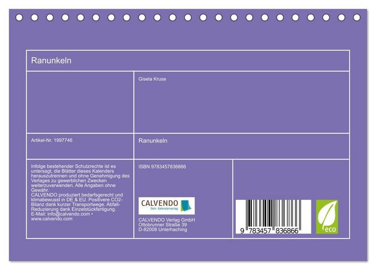Produktbild: Ranunkeln (Tischkalender 2026 DIN A5 quer), CALVENDO Monatskalender